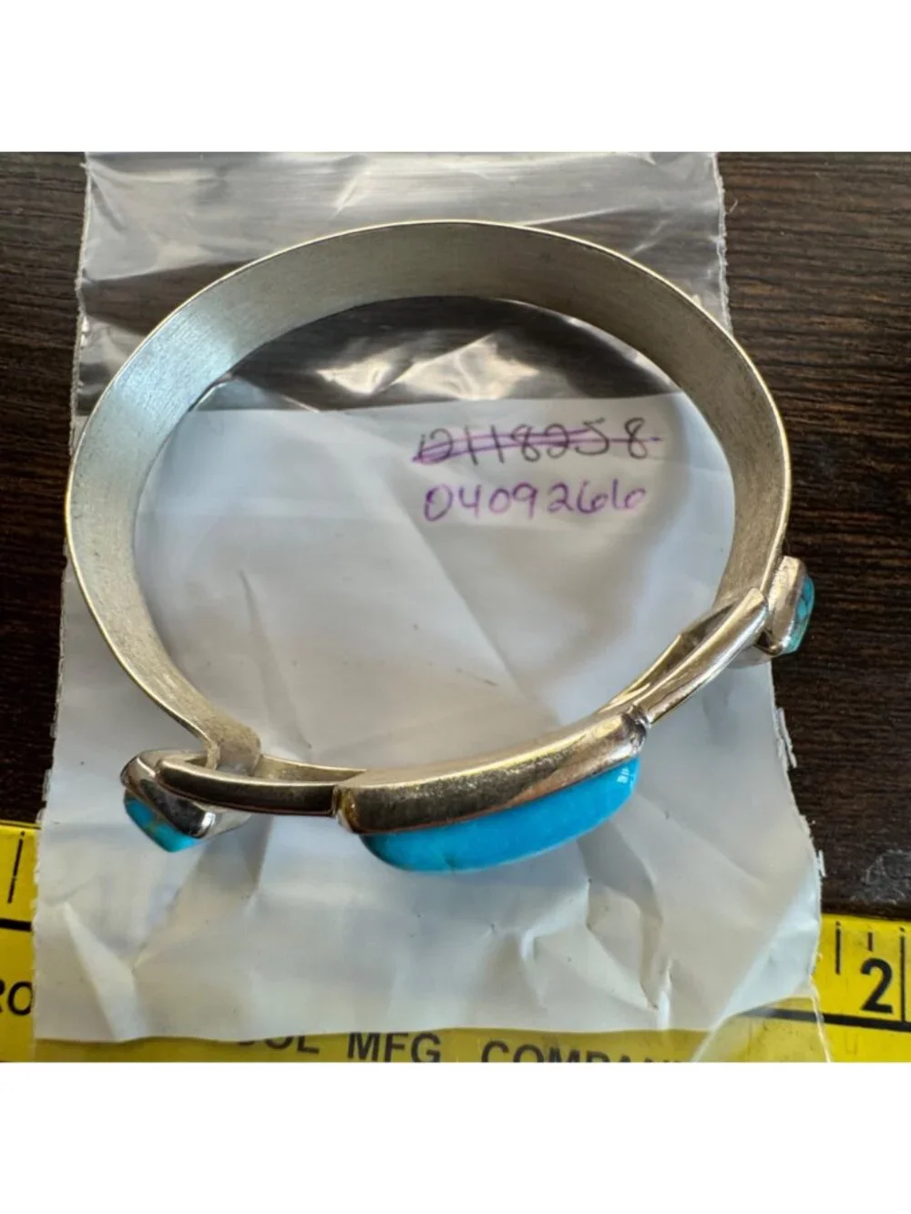 Turquoise Hook Bangle Bracelet Sterling Silver 925 Size 7.5